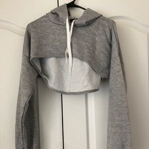 Boohoo SUPER Cropped Gray Hoodie